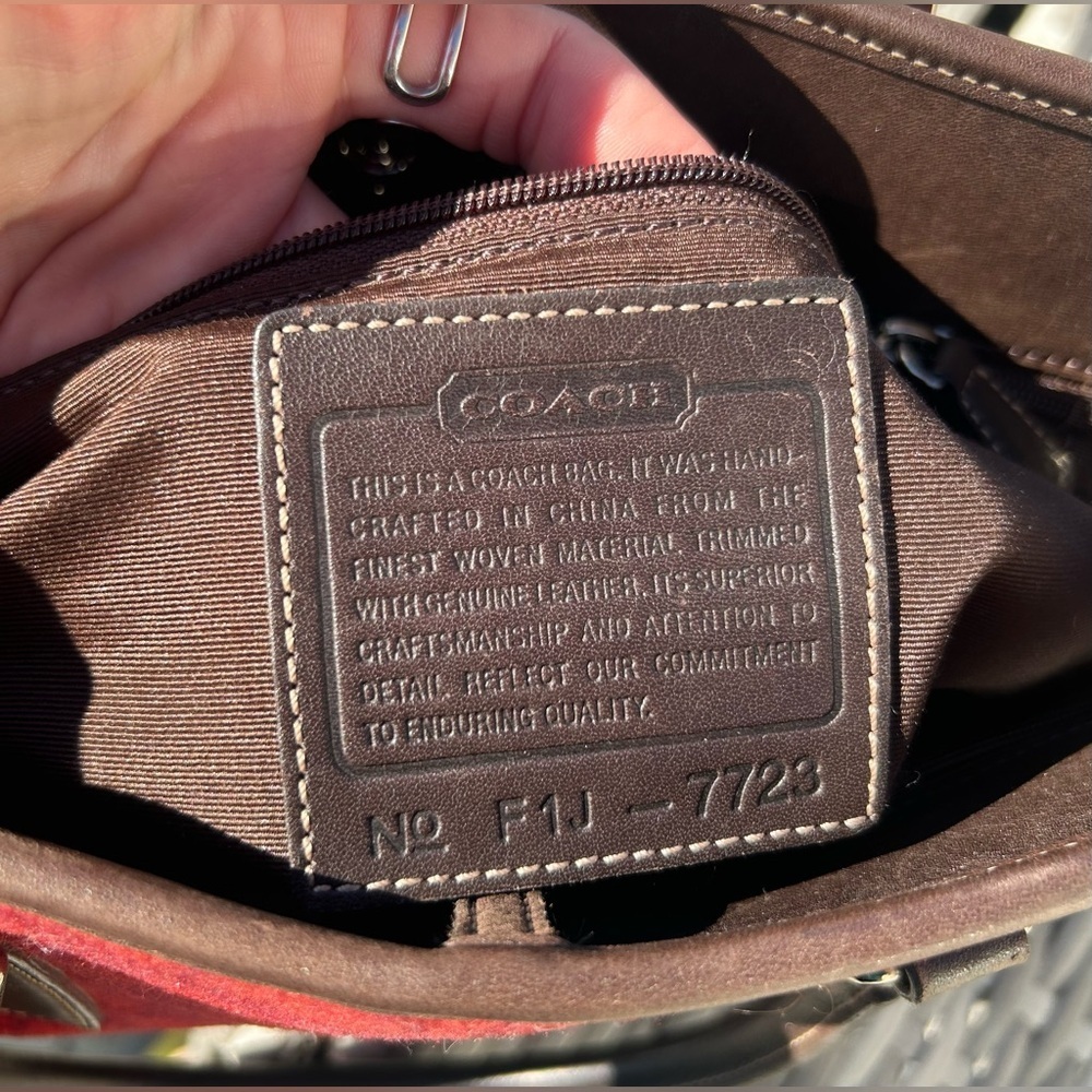 1991 Rare True Vintage Coach Signature Wool & Leather Tote Deep Red EUC! - Picture 13 of 13